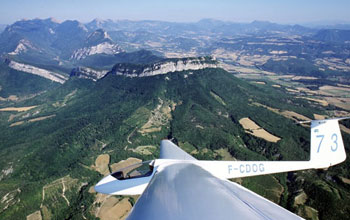 vol d'initiation en planeur dans la Drôme